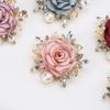 Women Brooch 3D Rose Leaf Faux Pearl Rhinestone Lapel Collar Pin Bag Scarf Hat Decoration Brooch Prom Party Jewelry