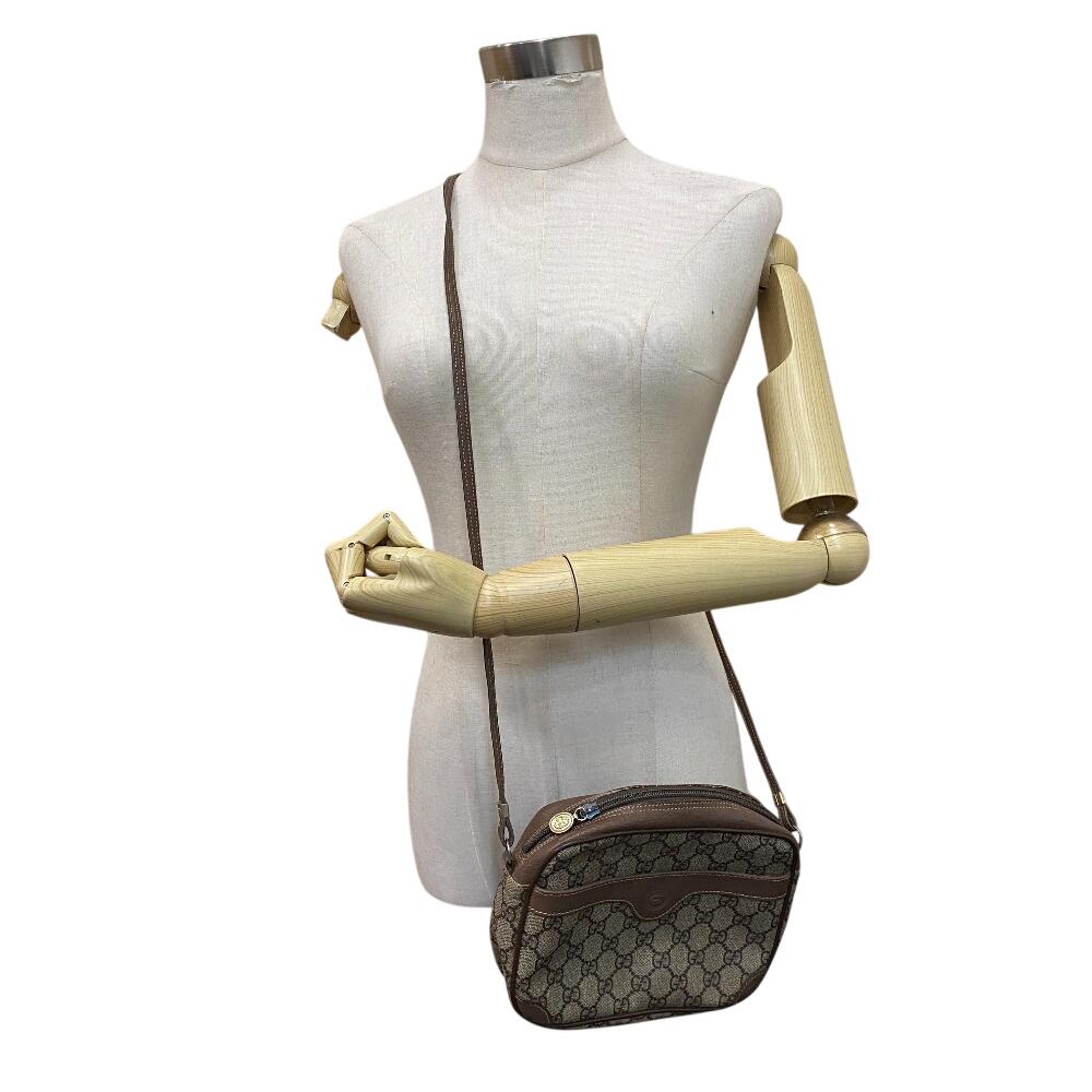 GUCCI 6423 Vintage Old Gucci Pochette GG pattern PVC Shoulder Bag Brown PVC Used