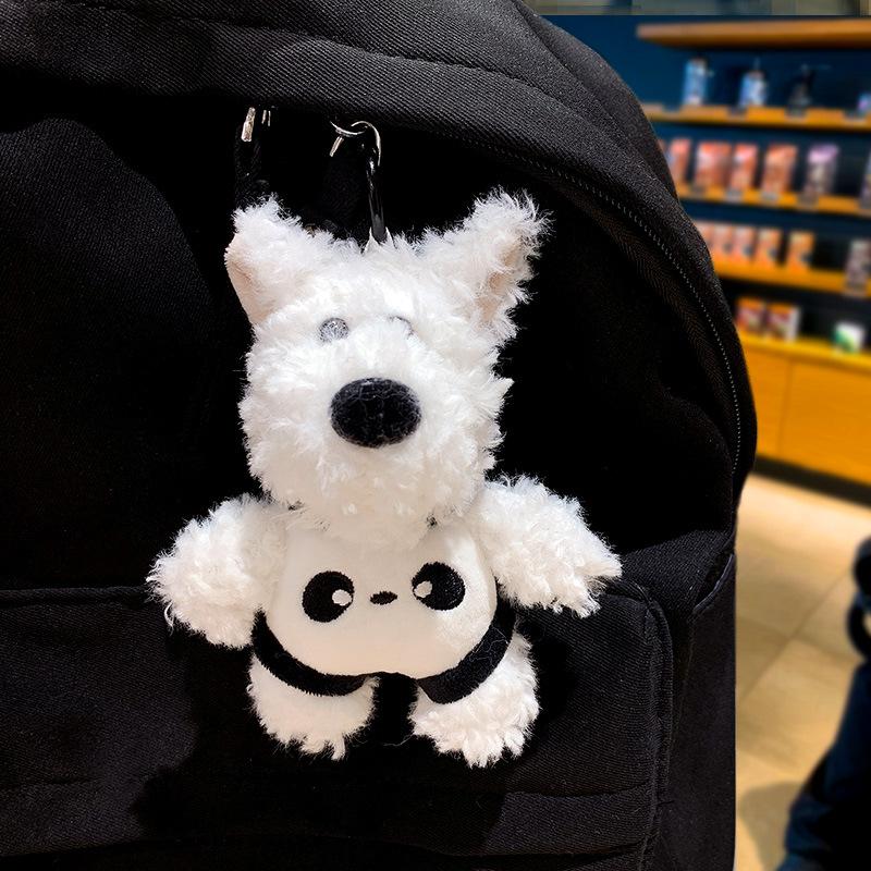 Cartoon Panda West Highland Puppy Plush Rope Chain Keychain Female Cute Bag Pendant Car Keychain
