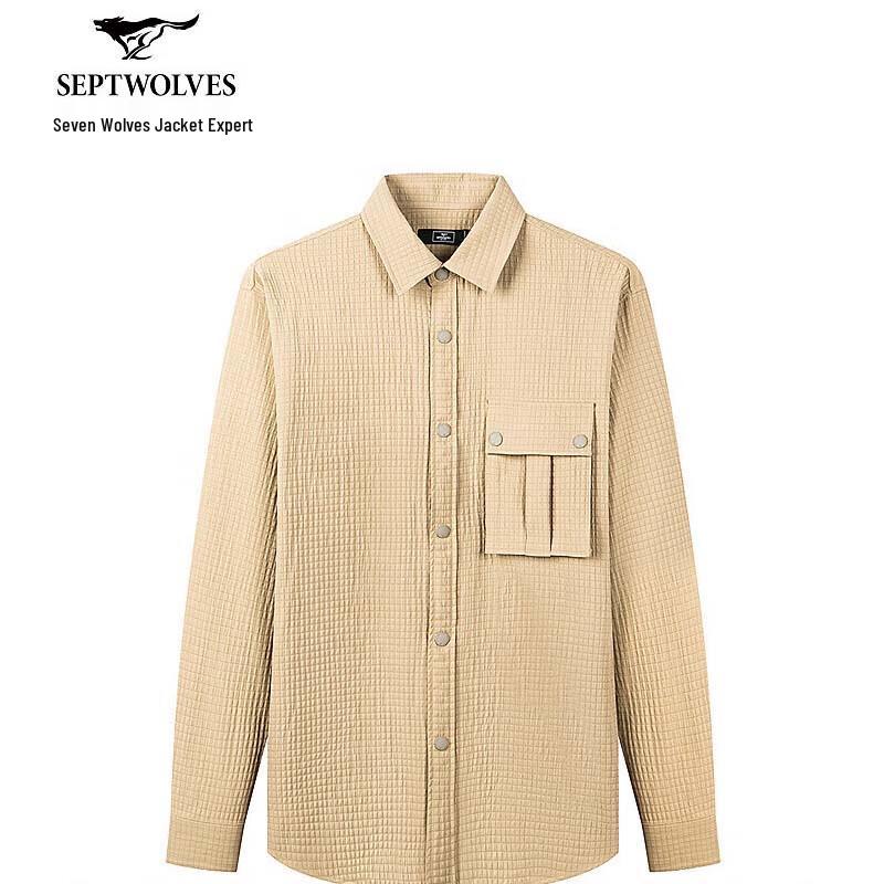 SEPTWOLVES Men s Casual Long Sleeve Workwear Shirt XL