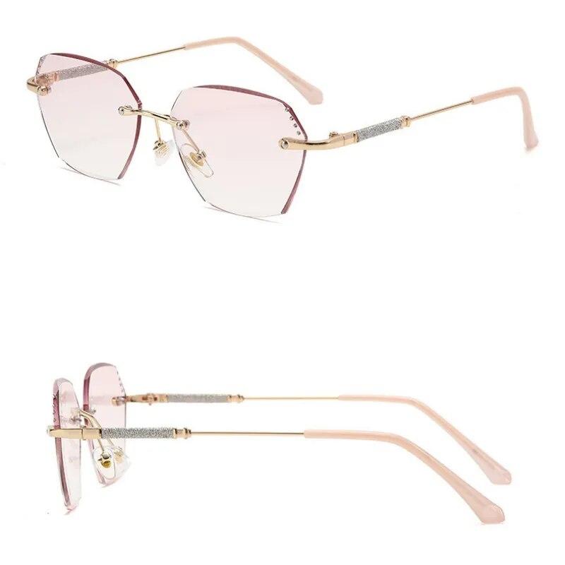 Damskie modne okulary do czytania w kształcie diamentu Niebieskie światło blokujące gradientowe okulary dalekowzroczne unisex kobiece okulary retro bez oprawek