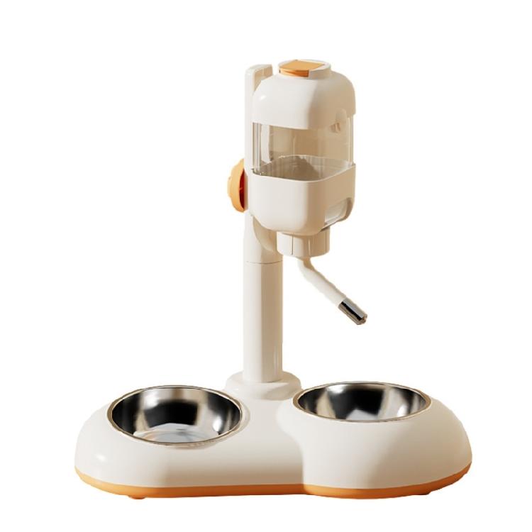 

Dog Feeder Puppy Food Water Bowl Double Bowl Height Adjustable Large Capacity білий