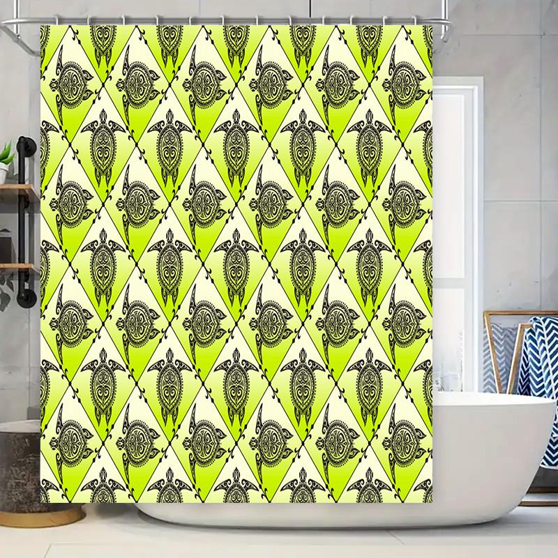 

Green Turtle Pattern Shower Curtain Stylish Waterproof Bathroom Decor For Home Decorations Polyester Fabric Size: 72X84 Inch (18 W60H190(CM)-1 Pcs