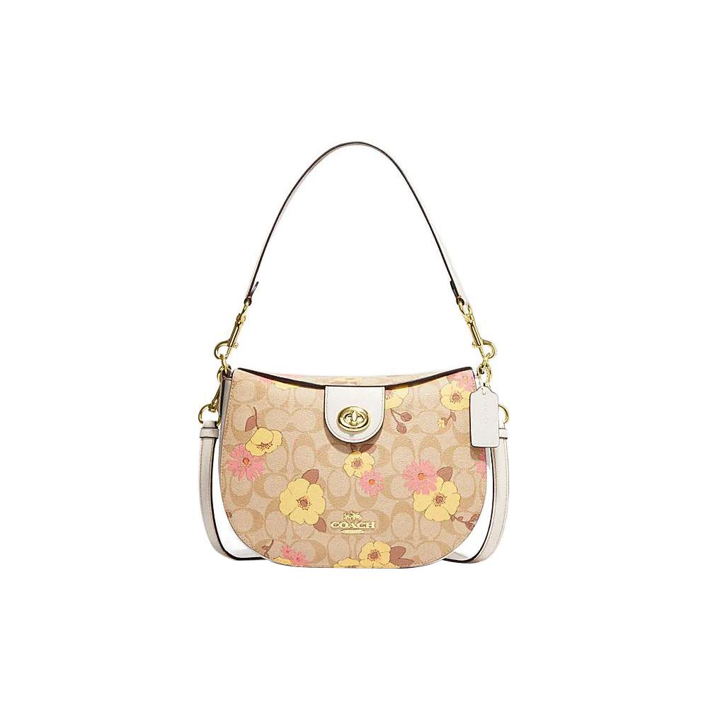 New COACH Cow Leather Shoulder Bag, Crossbody Bag Medium Size Women's Khaki CH347-IMOT4
