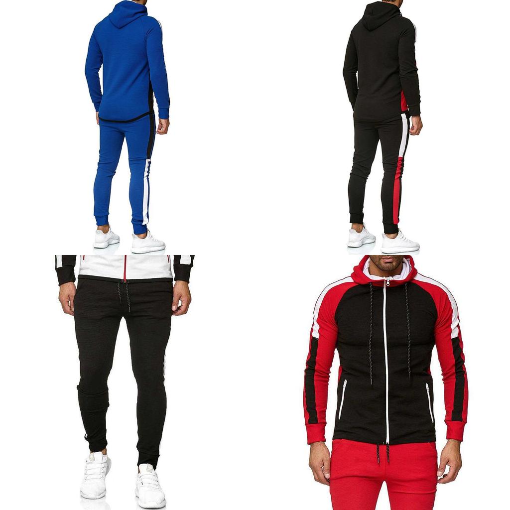 Stylish Men's Tracksuit Jogging Hoodie Coat Jacket With Zipper And Adjustable Pants Set For Activewear