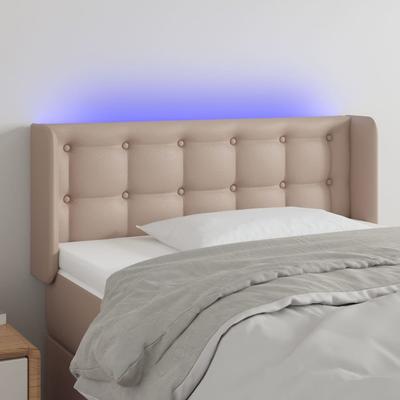Vidaxl Bed Headboard with LED, Cappuccino, 93X16X78/88 Cm, Eco-Leather