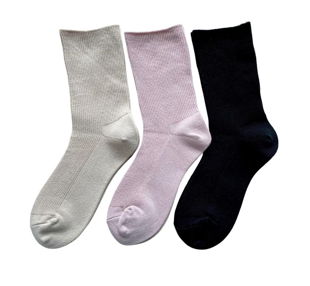 Eden Japan Made In Japan Loose Comfortable for Sizes 3 3 Pairs C09 Women's Socks, Elasticless, Fit, Feet, 22-24cm, Colors, Set,