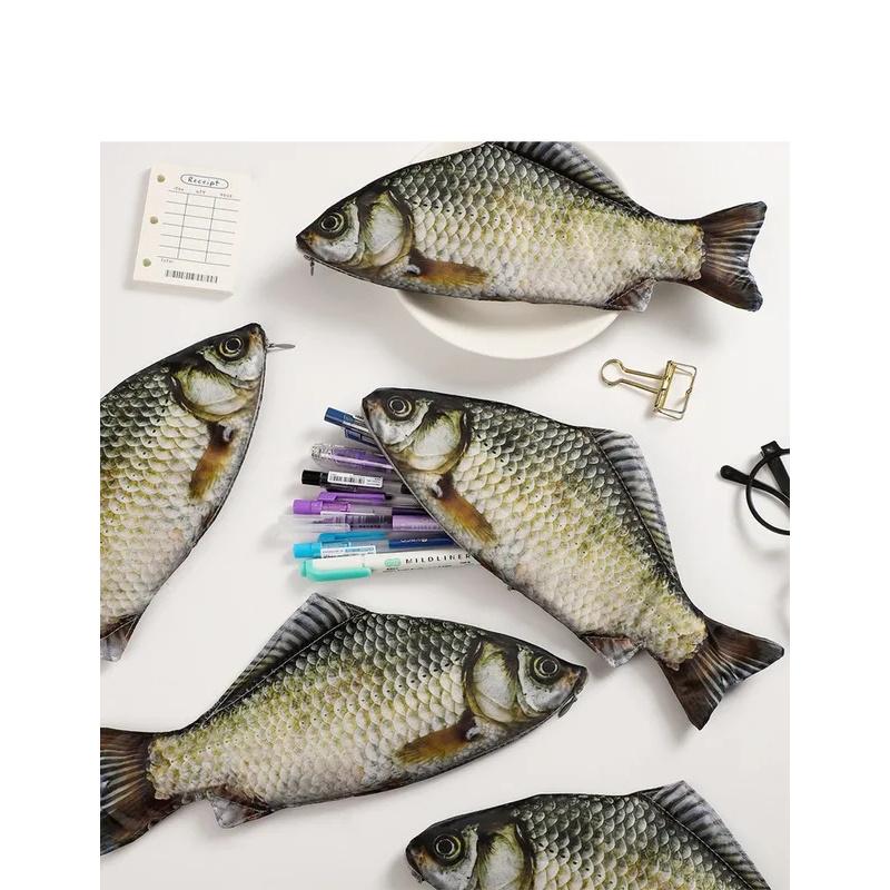 Creative Funny Crucian Carp Shape Pencil Bag Douyin Same Personality Funny Change Korean Version Simulation Crucian Carp Station