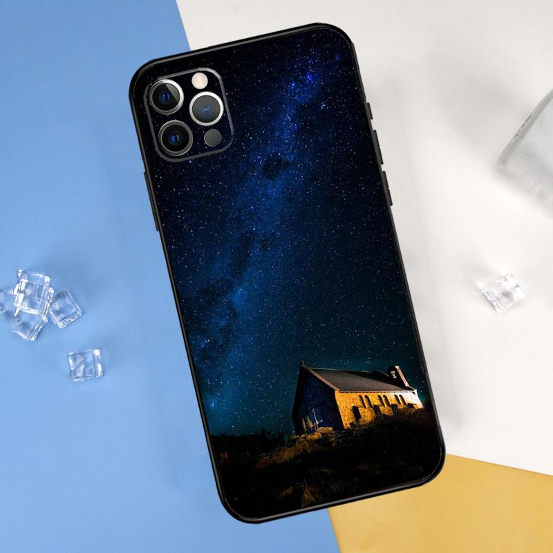 Star Space Moon Night Phone Case For iPhone 16 Pro 15 Pro 11 13 14 Pro Max 12 Mini XR 16 15 Plus 16e Cover Shell