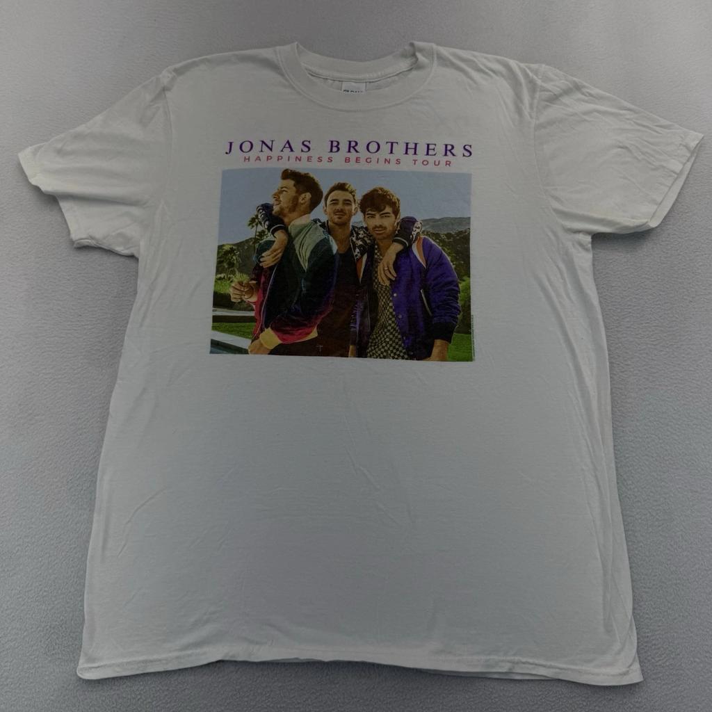 Jonas Brothers Happiness Begins Tour 2019 T Shirt White L Graphic Band Tee GUC