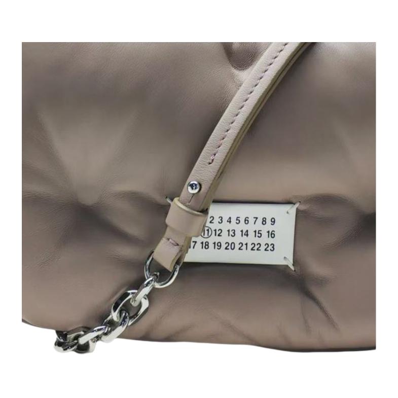 Maison Margiela Chain Strap Logo Patch Leather Shoulder Crossbody Bag Women bags Gray S56WG0181P4300T4315