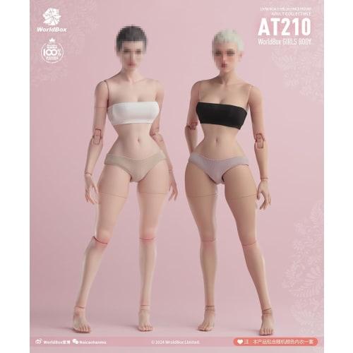 Tbmodel Worldbox 1/6 Scale Female Figure with Muscles and Joints, Cosplay Action Figure Set, AT210 (White Skin)
