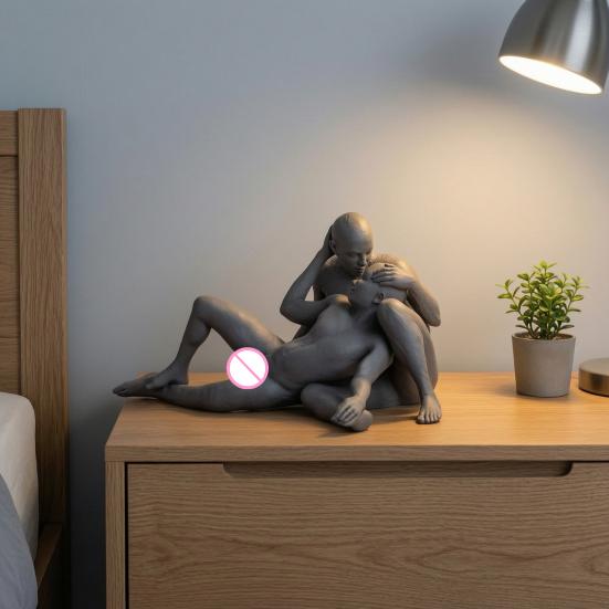 Nude Male Statue 3D Printed 2 Naked Men Figurine Minimalist Naked Body Sculpture for Modern Home Desktop Decor