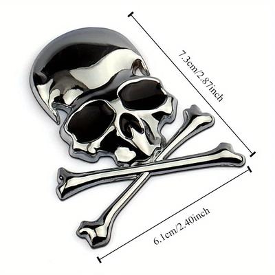 2 PEÇAS Crânio Esqueleto Ossos Cruzados 3D Metal Adesivo para Carro Moto Etiqueta para Caminhão Emblema Decoração de Estilo para Carro