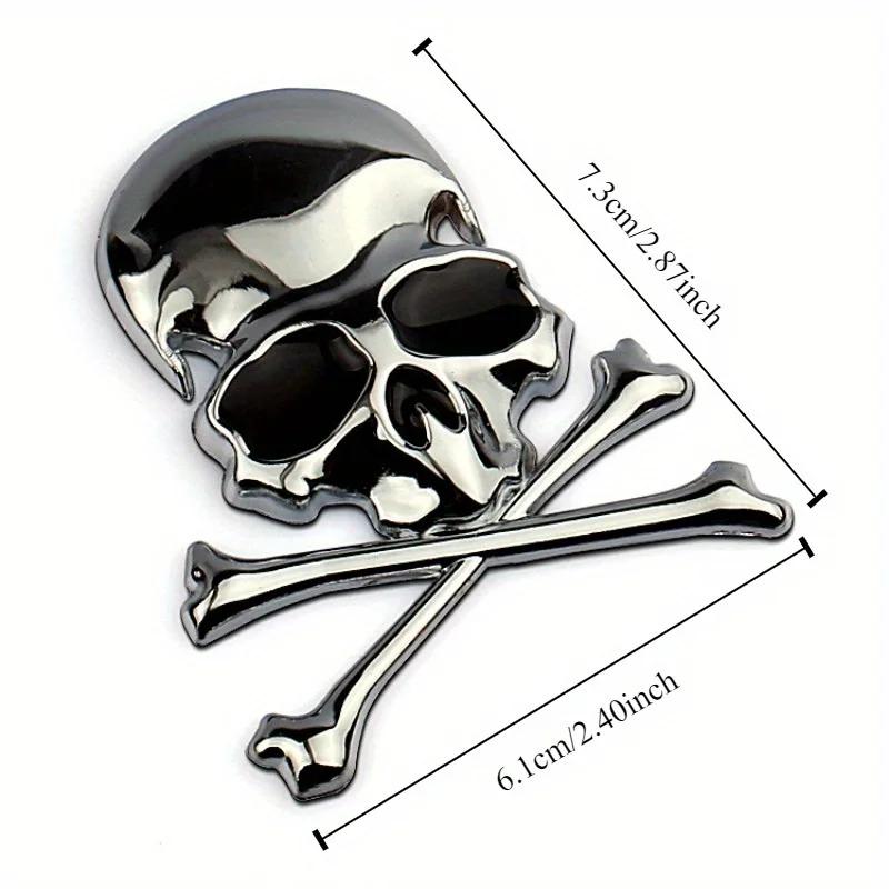 2PCS 3D Metal Skull Skeleton Crossbones Car Motorcycle Sticker Truck Label Badge Car Styling Decoration