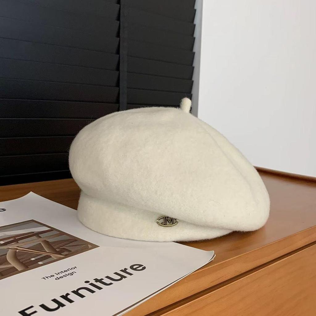 Women's Retro Wool Beret - Autumn/Winter, Large Fit for Slimming Effect, Versatile Fashion Wool Felt Painter Hat