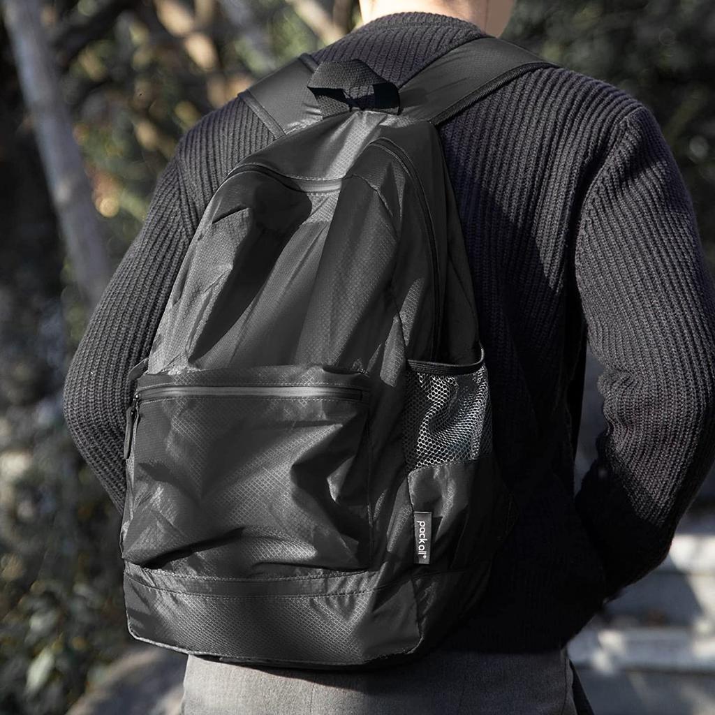 Rucsac ușor, pliabil, hidrofug, pentru drumeții, 18L, compact, pentru călătorii în aer liber, articole convenabile (Negru)