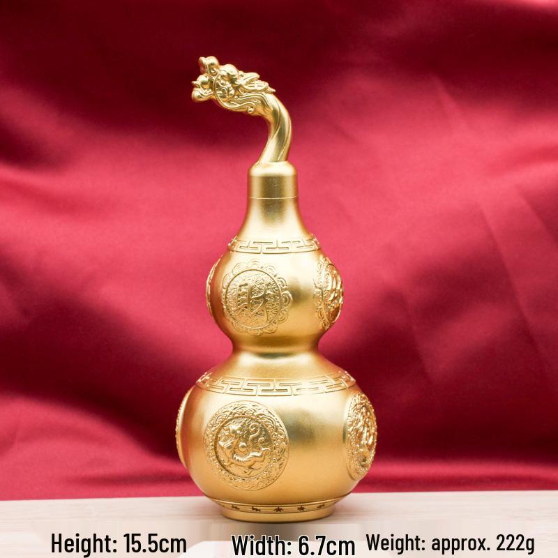 Premium Brass Faucet Gourd Decoration: Four Divine Beasts Wealth-Attracting Copper Ornament for Home, Office, or Entryway Decor