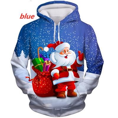 Noel Moda Hoodie Erkekler/Kadınlar Hip Hop Sonbahar ve Kış Streetweed Kapüşonlular Komik Noel Baba Çiftler Giysileri