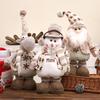 Christmas Snowman Doll with Retractable Legs – Warm Brown Knit Design