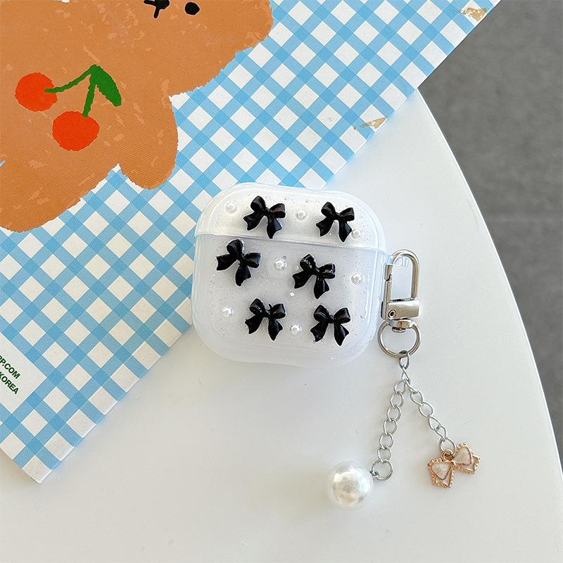 Pearl Bow Earphone Cover For Apple Airpods 4 Bluetooth Protective Case Airpods Pro Bow Pendant