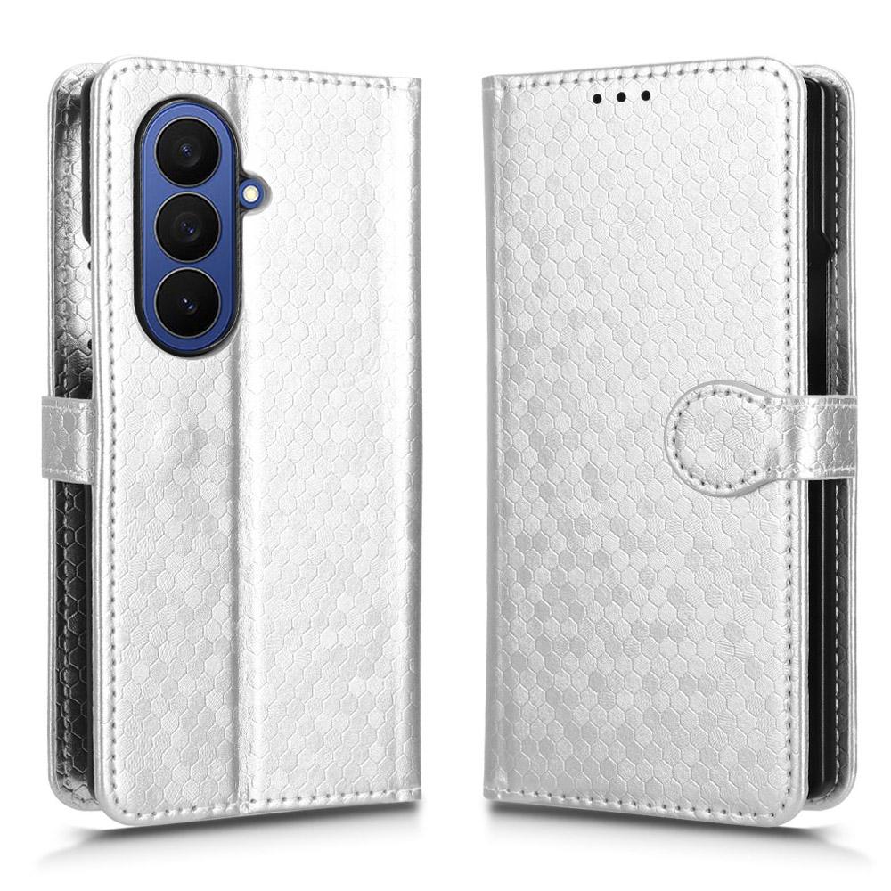 

For Samsung Galaxy Z Fold7 5G Wallet Case Dot Pattern Imprint PU Leather Phone Cover with Wrist Strap E