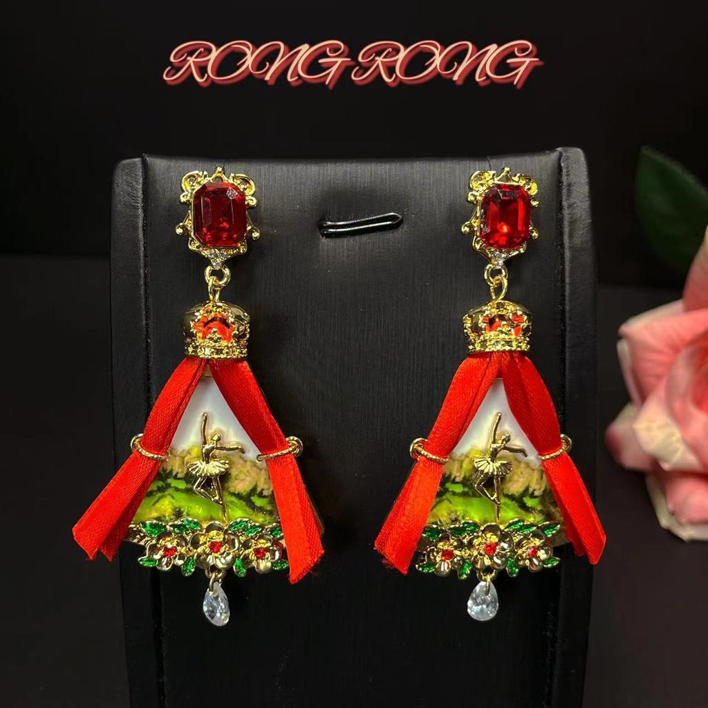 Middle Aged French Ballet Girl Stage Earrings Court Retro Style Personality Medieval Earring