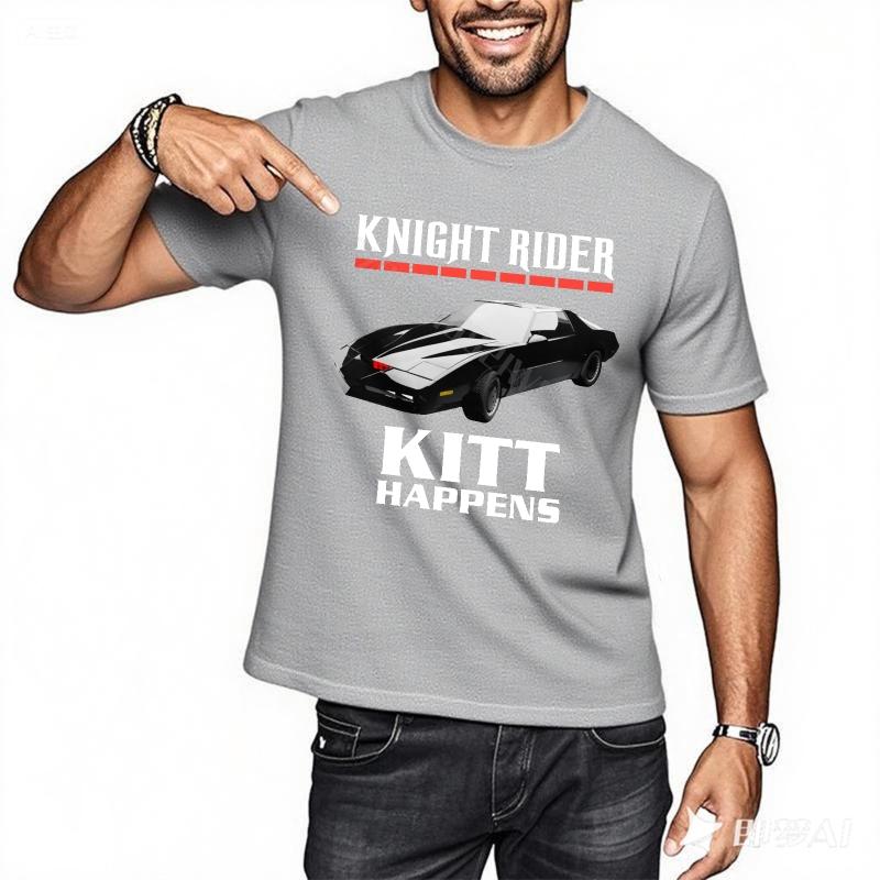 Mens Tshirt Graphic New Teeshirts Knight Rider Kitt Happens ONeck Short Sleeve Shirt Fashion Short Sleeve Oversized Tshirt