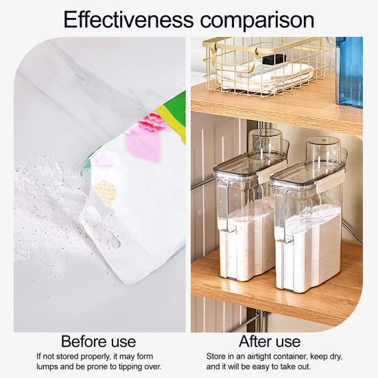 Sealed Laundry Detergent Jar Transparent Storage Bottle Detergent Powder Box Prevents
