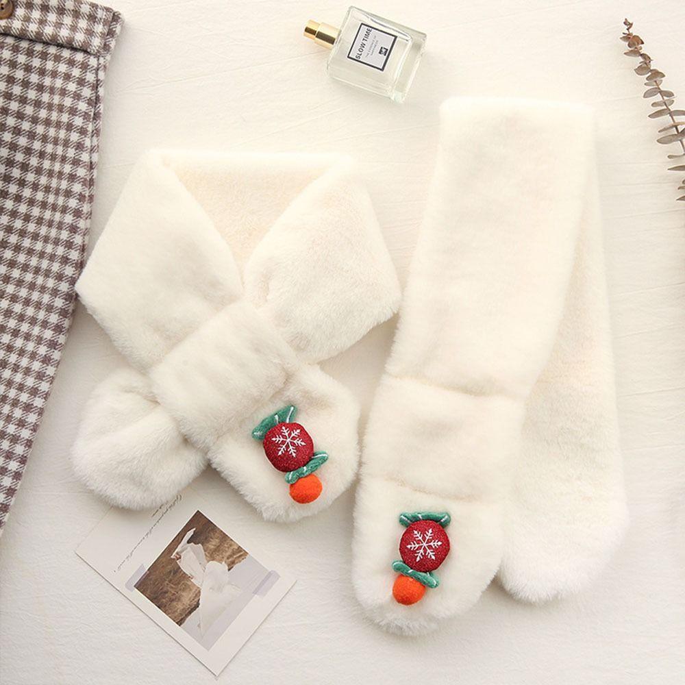 Christmas Candy For Girl Faux Rabbit Fur Plush Cross Scarf Neck Warmer Plush Scarf Warm Scarf