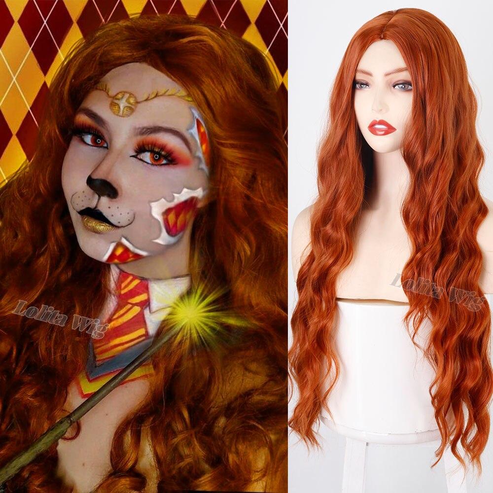 XINRAN Peruci coafura cu val lung, portocaliu mijlociu, negru, perucă din fibre sintetice rezistente la căldură pentru femei Cosplay