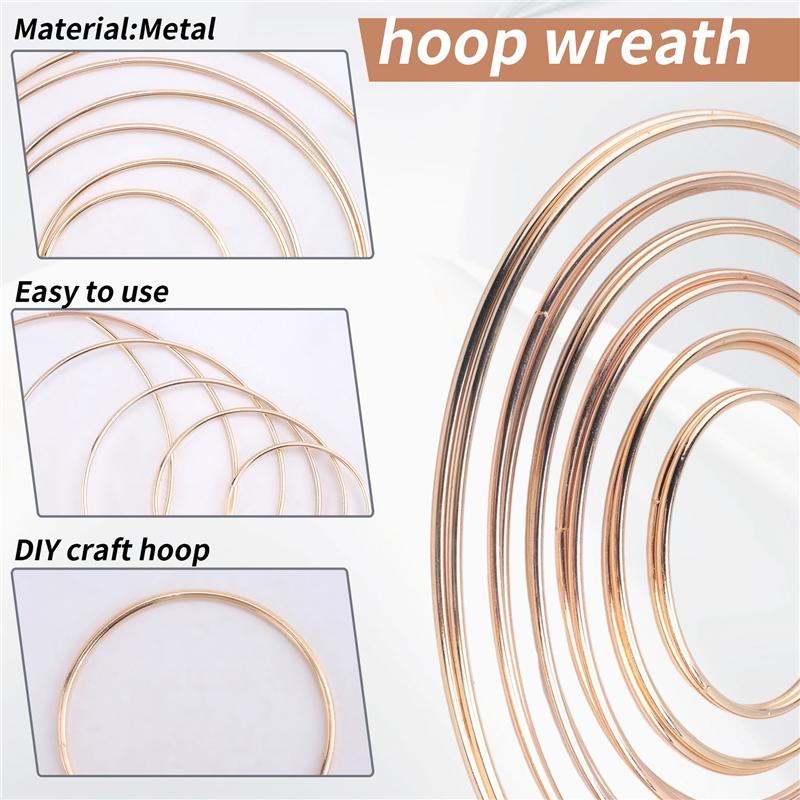 Practical-12 Pcs 6 Sizes Gold Dream Catcher Metal Rings Floral Hoops Wreath Macrame Creations Ring For DIY Crafts