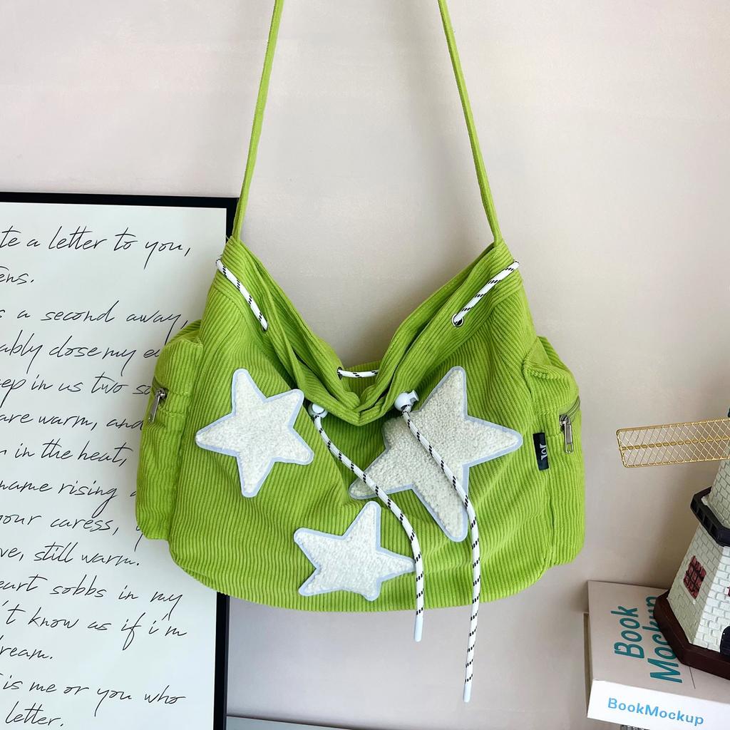 Color-Blocking Cord Schultertasche für Damen, Trendy und Vielseitig, Einfach und Modisch, Große Kapazität Canvas Tasche