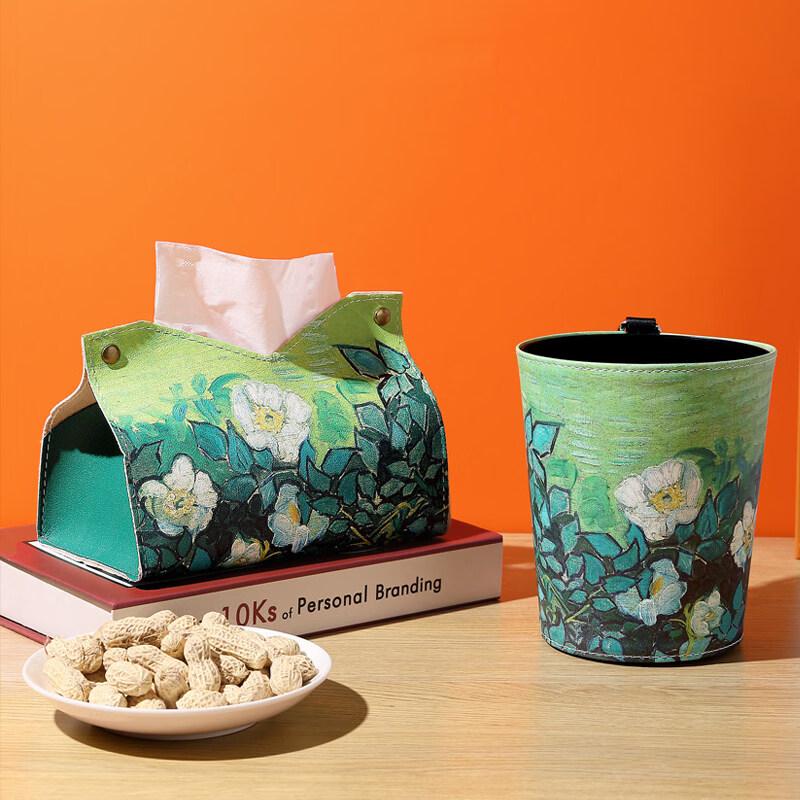 LIEI Oil Painting Style Car Trash Can & Tissue Box