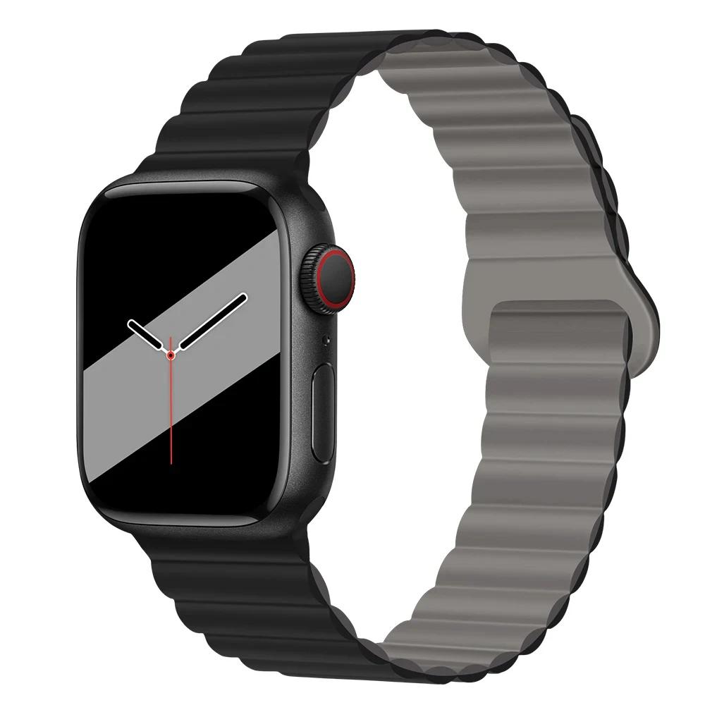 Magnetyczny Pasek Silikonowy Sportowy Bransoletki Do Apple Watch 41mm 42mm 44mm 45mm 46mm 49mm iWatch Seria 11 10 9 8 7 6 5 4se