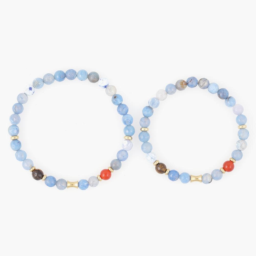 Jbans Classic Gold Brass Point Aqua Blue Cut Agate Gemstone Bracelet (C2501Ac1246_Bl)