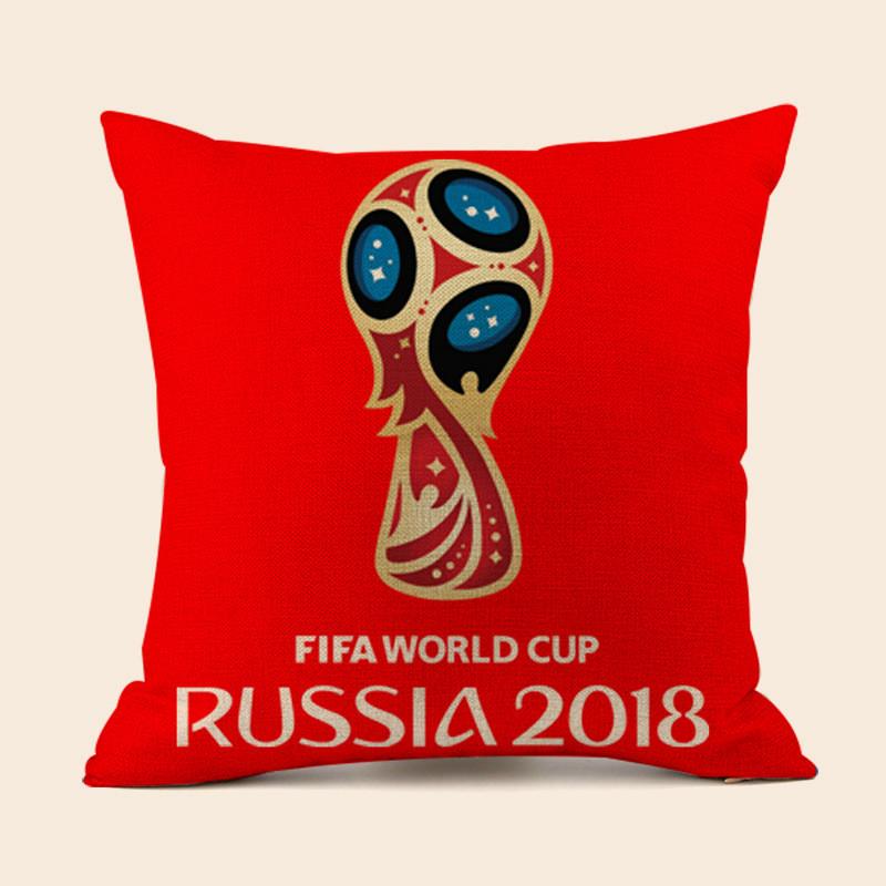 Soccer Fans World Cup 32 Teams Cotton Pillowcase With Emblem For Home Bar Lounge