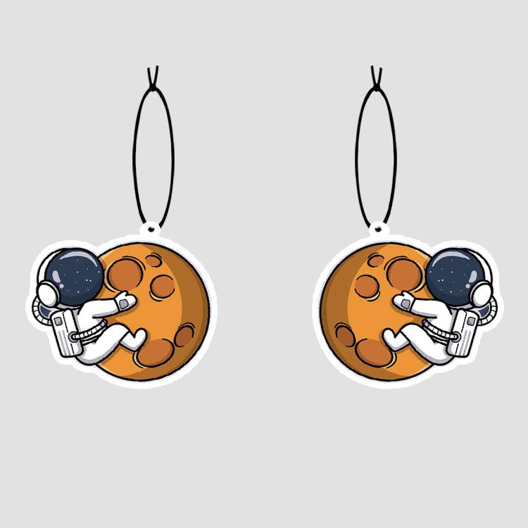 Cute Cartoon Astronaut Perfume Piece Car Rearview Mirror Hanging Car Fragrance Piece Auto Interior Decoration Accessories 2Pcs