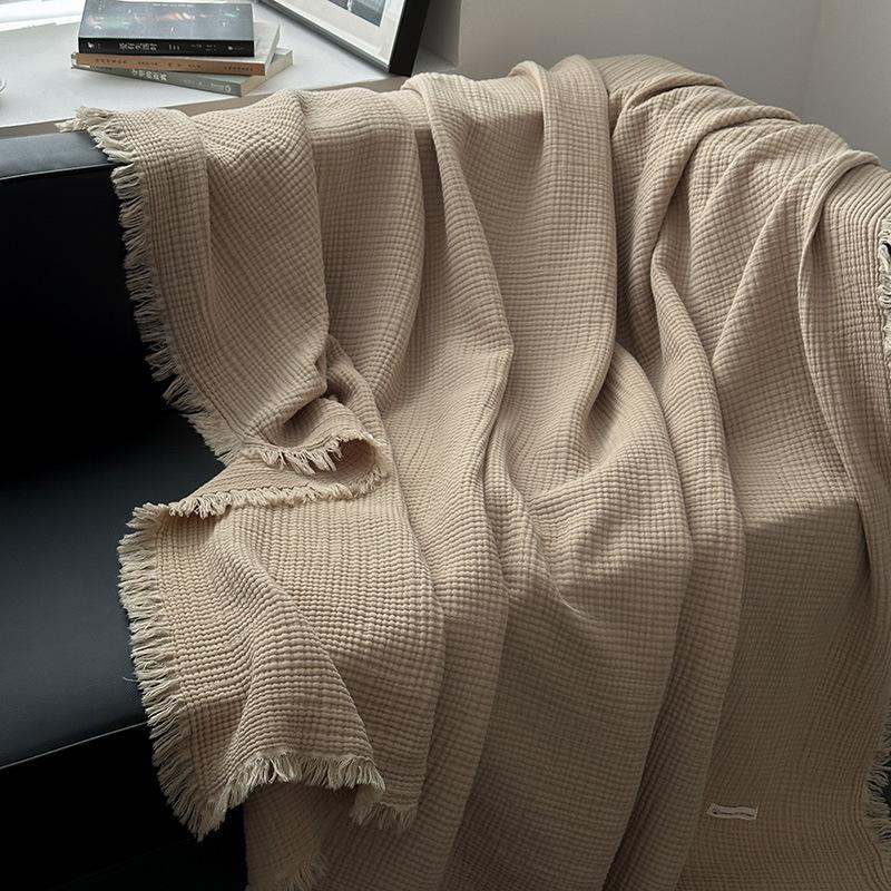 100% Cotton Muslin Throw Blanket Cozy Soft Washed Cotton Blanket,All Season Breathable 6-Layer Gauze Blanket Throw for Sofa