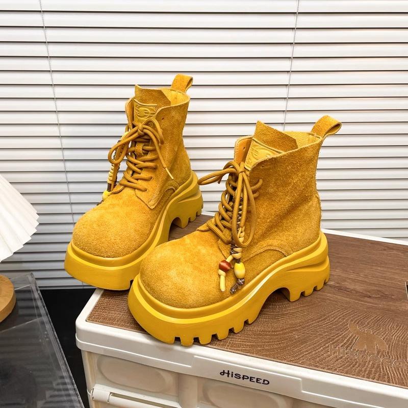 Matné měkké kožené boty na silné podrážce pro ženy, podzimní novinka 2025 dámské boty, kotníkové boty na šněrování s kulatou špičkou pro ženy