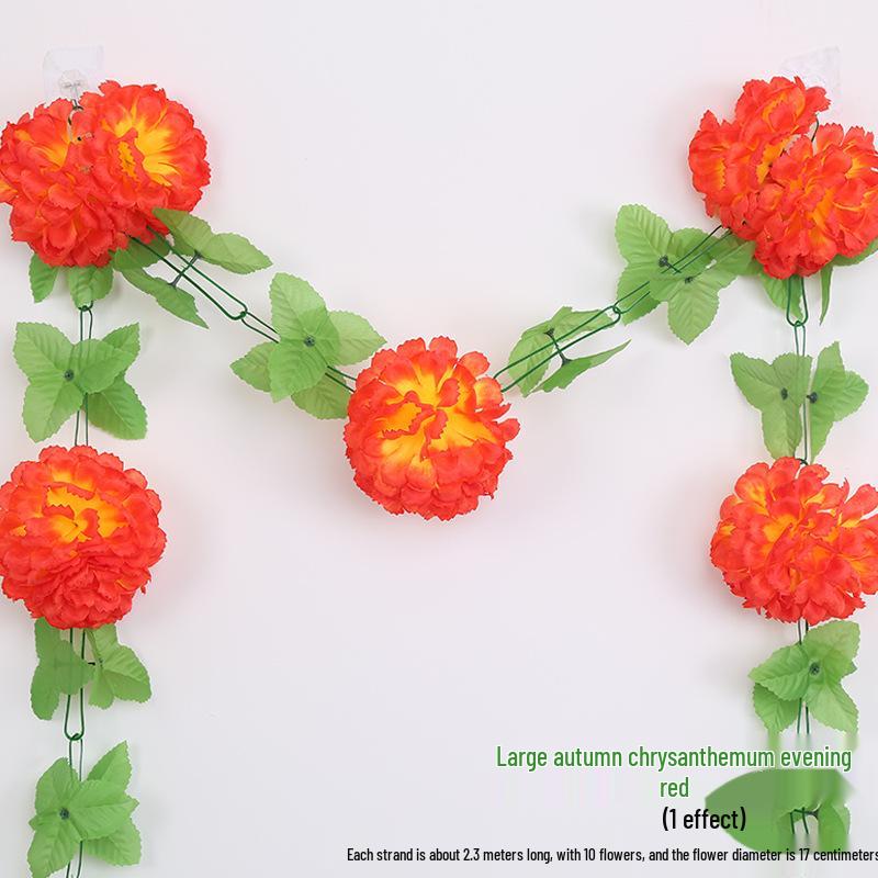Artificial Chrysanthemum Vines for Cemetery and Memorial Decor - Silk and Plastic Hanging Floral Decoration
