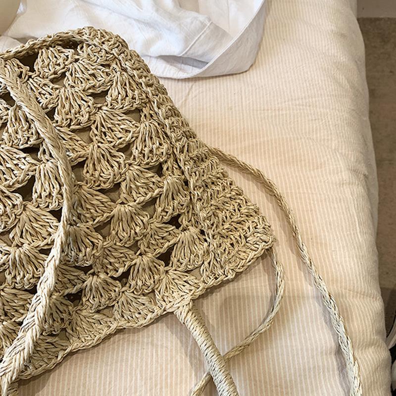 Handwoven Hollow Out Straw Bag Summer Handbag Women's Crossbody Shoulder Bag Street Style Trendy Basket Beach Bag CLE
