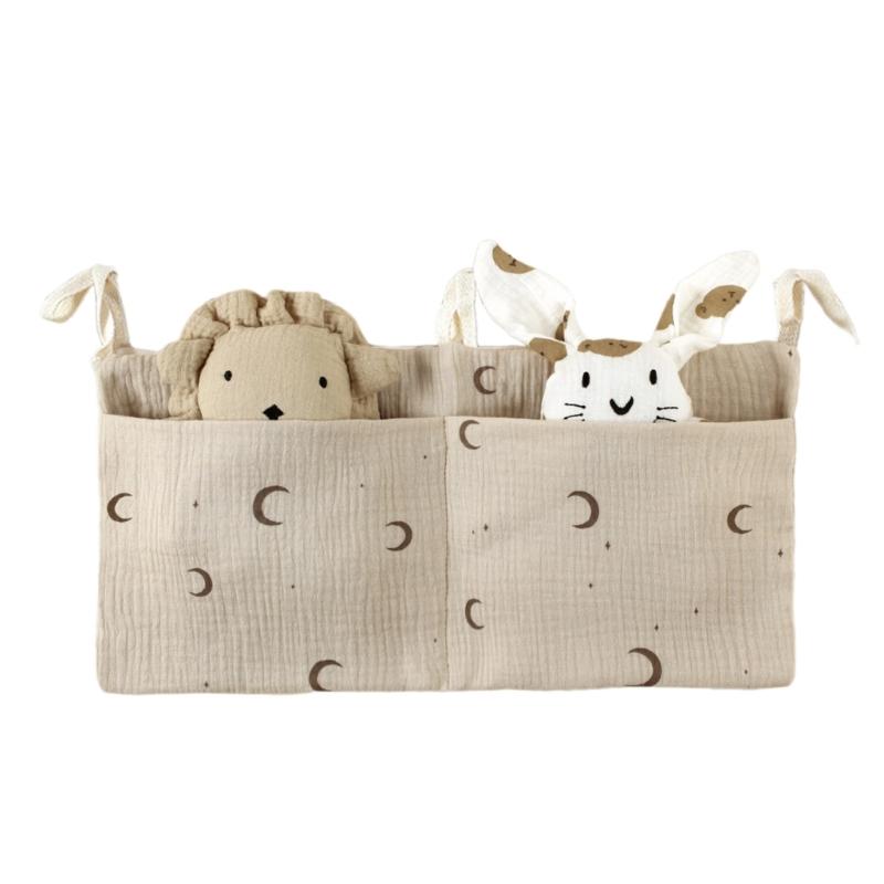 Baby Bedside Organizer Storage Bag with 2 Pockets for Toy Diaper Baby Cribs Storage Bag Multifunctional Hanging Pocket