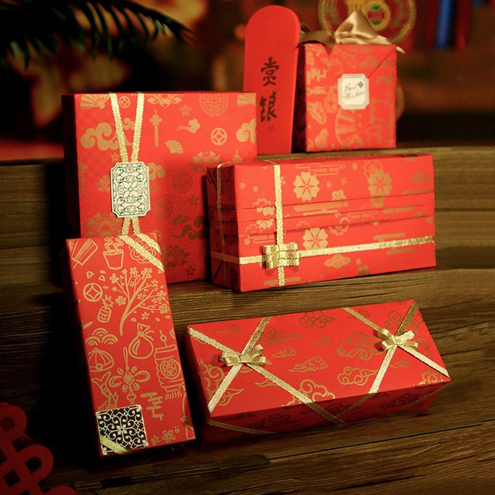 Red Spring Festival Decoration Box Supplies Gift Wrap Storage Gift Paper Gift Wrapping Paper