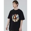 Men's T-Shirt Black Three Horses Running Print Casual Wear For Everyday Outfits And Outdoor Activities