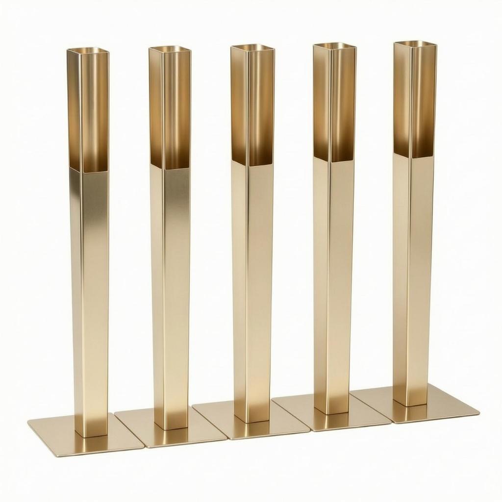 5 Pieces Slim Slender Metal Tabletop Vase Modern Tall Square Tube for