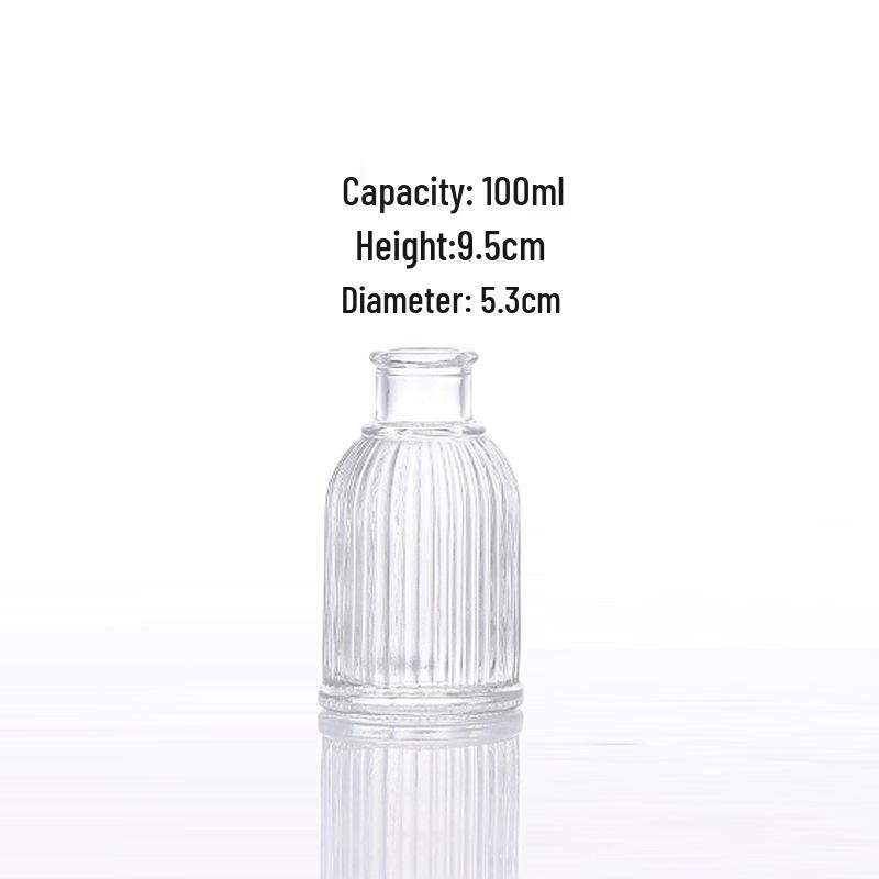 Glass Retro Stripe Aroma Diffuser Bottle, Flameless Fragrance, Multiple Specs, Essential Oil Decanter, Home Living Room Ornament