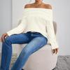 Women -color One-shoulder Slim And Fashionable Long-sleeved Knitted Sweater Top