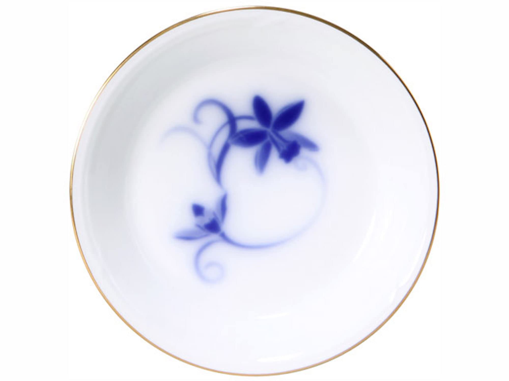 

Okura Pottery Blue Cattleya 11cm Small Plate, Made in Japan, 15GS/A603