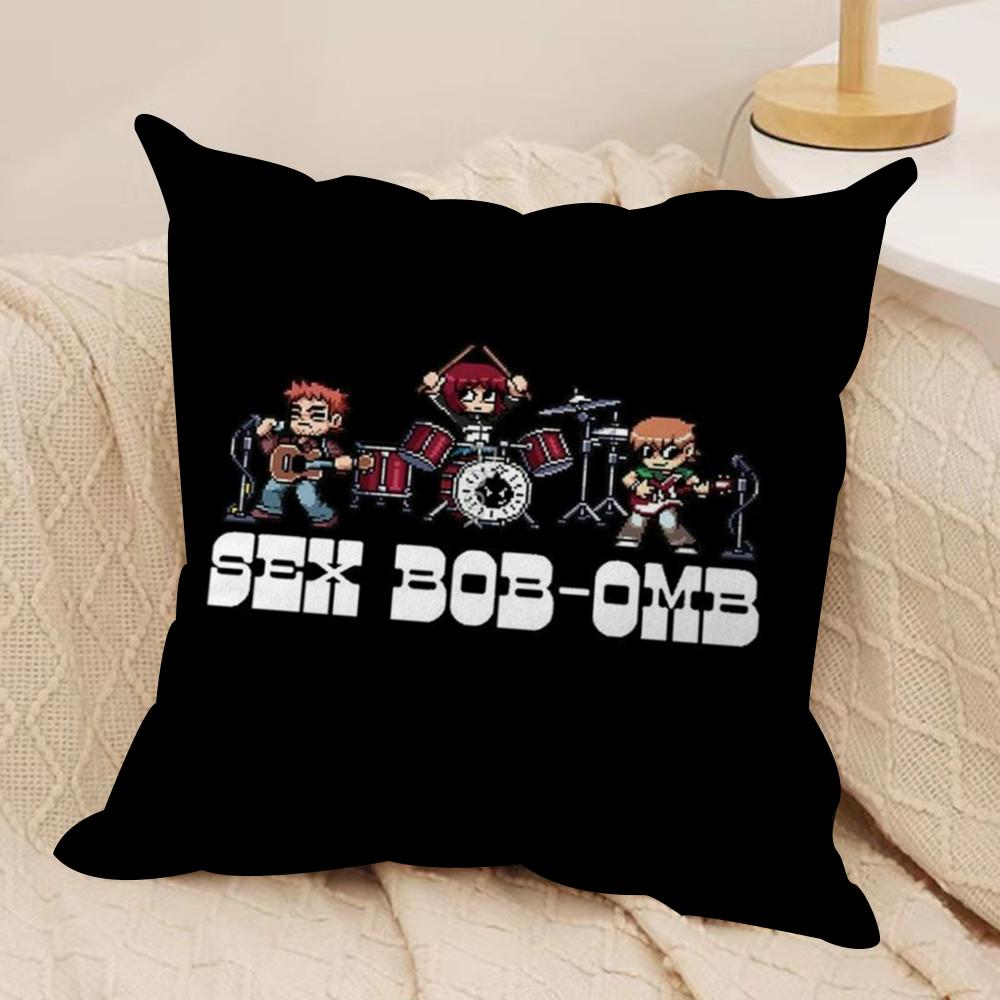 Cartoon SScott PPilgrim Cushion Cover Soft Plush Fabric DoubleSided Printed Sofa Cushion Cover for All Seasons Home DecorGift